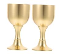 WEKADRIN 2 pièces Gobelets Laiton Vintage Coupe à Pied pour Offrandes Tasse Bouddhiste de Bureau et pour Cérémonies Religieuses