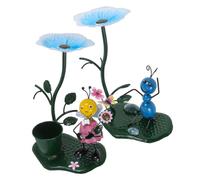 WEKADRIN 2 Pièces Lot de Mangeoires à Oiseaux Miniatures Décoratives Colorées pour Jardin et Terrasse Sculptures Animales pour Décoration Extérieure Paisible et Naturelle