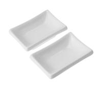 WEKADRIN 2 pièces Lot de Plats à Sauce Céramique Blanc Pur Plateau Rectangulaire pour Apéritifs et Condiments Japonaise pour Sauce Soja et Épices Réutilisable