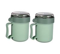 WEKADRIN 2 Pièces Oat Cup Portable Microwaveable Breakfast Bowl With Lid And Spoon Heat Resistant Food Container For Home School Office Travel