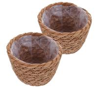 WEKADRIN 2 pièces Panier Tissé Naturel pour Plantes avec Doublure Cache-Pot Décoratif Polyvalent pour Jardinières Intérieur Pot de Fleurs Tressé Style Campagne Couleur Couleur Aléatoire