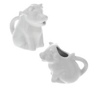 WEKADRIN 2 pièces Pichet Céramique Animalier avec Poignée Pot à Lait Blanc Forme de Vache Crémier Pratique pour Cuisine Restaurant et Café