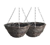 WEKADRIN 2 Pièces Rotin Fait Main pour Plantes et Fleurs Pot de Fleur Suspendu Élégant pour Balcon et Décoration Intérieure Extérieure