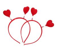 WEKADRIN 2 Pièces Serre-tête Cupidon Forme de Cœur pour Saint-valentin Accessoires Cheveux Festifs Floqué Rouge Bandeaux Femmes pour Fête et Costume