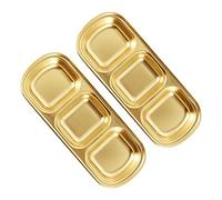 WEKADRIN 2 pièces Set de Plats à Assaisonnement Acier Inoxydable avec Compartiments Plateau Sauce Divisé pour Cuisine Barbecue et Pique-