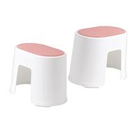 WEKADRIN 2 pièces Tabouret de Marchepied Plastique Antidérapant pour Toilette et Salle de Bain Charge Robuste Double Usage Assise et Repose- Lot de Petites Blanc et Rouge Brique