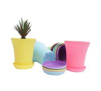 WEKADRIN 20 pièces Soucoupe pour Pots de Fleurs en Plastique Lot de Plateaux Ronds Résistants Au Soleil et Aux Chocs Extérieur Intérieur Couleurs Aléatoires Protection Couleur Aléatoire