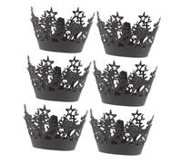 WEKADRIN 24 Pièces Caissettes Décoratives Halloween Papier Découpé Motif pour Cupcakes et Gâteaux Ornements de Cupcake Adornement Accessoires Décoration Gâteau