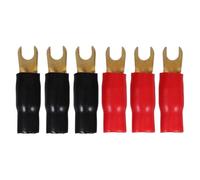 WEKADRIN 3 paires Connecteurs Fourche Plaqués Or pour Câble Enceinte Bornier à Sertir Cuivre Anti-corrosion Adaptateurs Terminal Audio Rouge et Noir