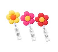 WEKADRIN 3 pièces Lot de Porte-badges Rétractables Colorés Résine Forme Fleur Clips Robustes pour Infirmières Étudiants et Employés Accessoires Pratiques pour Cartes Identité et Clés