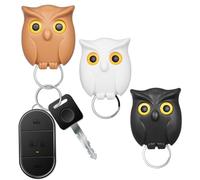 WEKADRIN 3 Pièces Magnetic Owl Key Hooks Adhesive Plastic Wall Key Holder Organizer For Secure Keyring Storage