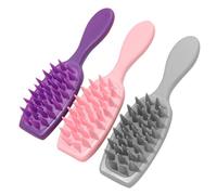 WEKADRIN 3 pièces Peigne Shampoing Exfoliant pour Chevelu Brosse Silicone Douce pour Massage Apaisant et Nettoyage Profond Soin Capillaire Familial Assortiment Rose Gris