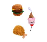 WEKADRIN 3 pièces Peluche Résistant Morsure pour Chien Lot de Jouets Alimentaires Simulés Hamburger Poulet Frit Glace Cadeau Occupation et Accessoires pour Animaux de Compagnie