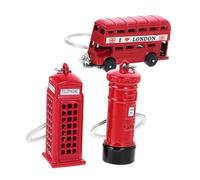 WEKADRIN 3 pièces Set de Porte Clés Londres avec Bus à Cabine Téléphonique et Boîte Aux Lettres Souvenir Voyage pour et