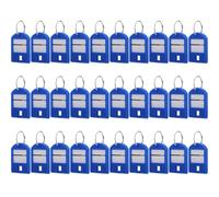 WEKADRIN 35 Étiquettes Numérotées pour Clés Anneaux, Porte-clés en Plastique Bleu, Étiquettes D'identification pour Organisation Bureau et Voyage, Lot de 35 Pièces