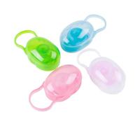 WEKADRIN 4 pièces Boîte de Rangement Portable pour Tétine Garçon Fille Étui Hygiénique PP Protège Tétines Poussière Voyage et Extérieur Rose Vert Bleu Transparent