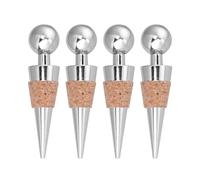 WEKADRIN 4 pièces Bouchons de Vin Métal Lot de Scellant Bouteille Rouge avec Bouchon Liège Synthétique Rond Conserve Fraîcheur pour Fête Mariage et Banquet