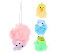 WEKADRIN 4 pièces Boule de Bain Garçon Fille Exfoliante Douce pour Peau Sensible Lot de Balles de Colorées Cartoon Nettoyage et Gommage Corps Sans Irritation Facile à Utiliser et