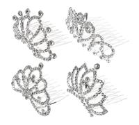 WEKADRIN 4 pièces Couronnes pour Garçon Fille avec Peigne Diadèmes Princesse Strass Accessoires Cheveux Fille pour Fête Anniversaire et Décoration Cupcake