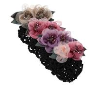 WEKADRIN 4 Pièces Filet à Cheveux Vintage Floral de Filets Maille avec Barrette Fleurie Accessoires Professionnels pour Coiffure de Banquière Infirmière et Personnel Hôtel