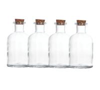 WEKADRIN 4 pièces Lot de Bouteilles Verre Transparentes avec Bouchon Liège Flacons de Rangement Multifonctions pour Allumettes Messages ou Liquides Bouteilles Décoratives Compactes et