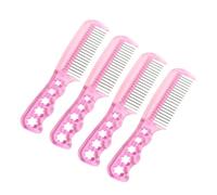 WEKADRIN 4 Pièces Peigne à Dents Acier pour Perruques Rose Démêlant Ergonomique pour Coiffure Longue et Soins des Perruques Brosse Lissante Polyvalente pour Usage Domestique