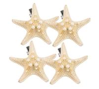 WEKADRIN 4 Pièces Pinces Cheveux Naturelles Étoiles de Mer Accessoires Faits Main pour Femmes et Filles et Aléatoires Décorations Plage Élégantes Couleur Aléatoire