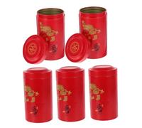 WEKADRIN 5 Pièces Boîte à Thé Métal avec Large Ouverture Boîte de Rangement Hermétique pour Thé Vrac Conserve Fraîcheur pour Cuisine