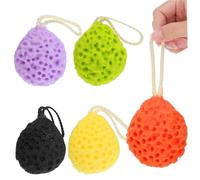 WEKADRIN 5 Pièces Éponge de Exfoliante Colorée avec Boucle Suspendue Éponge de Bain Douce pour Nettoyage Corporel Couleur Aléatoire