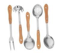 WEKADRIN 5 Pièces Set de Ustensiles de Cuisine avec Manche à Louche et Fourchette Acier Inoxydable Résistants Chaleur pour Batterie de Cuisine Antiadhésive