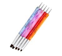 WEKADRIN 5 pièces Stylos Brosse Ongles Double-embout Nail Art Pinceaux Dotting et Modélisation pour Gel UV Acrylique Kit Professionnel pour Peinture et Création de Motifs