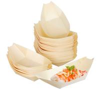 WEKADRIN 50 Pièces Plateau Alimentaire Papier Kraft Barquette Bateau Jetable Résistante et Sécurisée pour Snacks Frites et Barbecue Lors de Fêtes et Événements