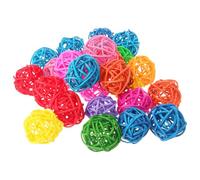 WEKADRIN 50pièces Boules Rotin Tressé Colorées Balles Sphériques Rotin pour Jouets à Mâcher de Perroquets et Grands Oiseaux Décoratives Couleur Aléatoire