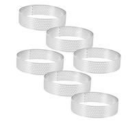 WEKADRIN 6 Pièces Anneaux Gâteau Acier Inoxydable Percés Moules Tartelettes Ronds pour Pâtisserie Maison Faciles à Démouler et Nettoyer