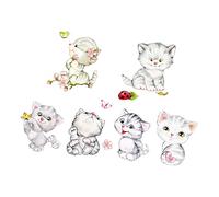 WEKADRIN 6 pièces Autocollants Muraux Chat Amovibles Étanches pour Salle de Bain et Toilettes Stickers Originaux et Drôles pour Chambre et Wc