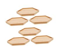 WEKADRIN 6 Pièces Bamboo Hexagon Flower Pot Base Tray Set Handmade Plant Coasters for Succulent Drainage Indoor Bonsai Saucer for Small Pots Stylish Decorative Planter Mat