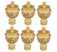 WEKADRIN 6 Pièces Lot de Embouts Décoratifs pour Tringle à Rideau De Fenêtre Style Romain Rétro Doré Bouchon De Tête De Tringle à Rideau Creux