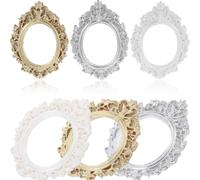 WEKADRIN 6 pièces Mini Resin Photo Frames Vintage Round Decor for DIY Home and Phone Case Crafting Creative Miniature Accessories in
