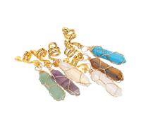 WEKADRIN 6 Pièces Natural Crystal Stone Dreadlock Accessories With Wire Wrapped Hexagonal Pendants Vintage Hair Charms For Braids And Ponytail Styling