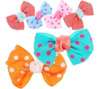 WEKADRIN 6 pièces Set de Barrettes à Cheveux pour Animaux Motif Pois Clips Noeud Colorés Accessoires Mignons et Pratiques pour Chiens et Chiots Couleur Aléatoire Couleur Aléatoire
