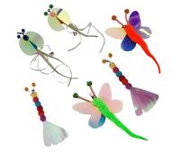 WEKADRIN 6 pièces Têtes de Remplacement pour Teaser Chat Flexible et Jeu Interactif pour Exercices de Chatons Facile à Installer Mixte Motif Papillonné Abeille Chenille