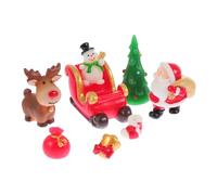 WEKADRIN 8 Pièces Décorations Noël Résine Assortiment Festive Sapin Ornement Père Noël Bonhomme Neige Renne Traîneau pour Maison Bureau Ambiance Joyeuse