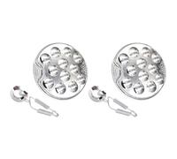 WEKADRIN Assiette à Escargots en Acier Inoxydable 12 Trous 2 Pinces, Lot de 4 Sets de Pièces pour Cuisson et Service, Résistante au Four, Compatible Lave-vaisselle, Ustensile Cuisine