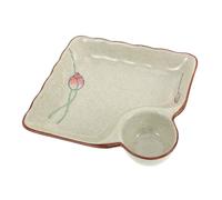 WEKADRIN Assiette à Raviolis en Céramique Blanche 22 Cm avec Compartiment à Sauce Porte-Sauce Multifonction pour Repas Japonerie Et Service à Sushi en Restauration