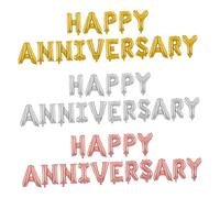WEKADRIN Ballons Lettres Aluminium Happy Anniversary Dorés Décorations Anniversaire Mariage Set Décoratif pour Cérémonie et Fête