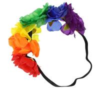 WEKADRIN Bandeau Fleuri Lgbt Pride Fleurs Arc-en-Ciel, Serrage-Tête Décoratif en Rose Artificielle, Accessoire Coloré pour Femmes, pour Festivals et Fêtes du Mois des Fiertés