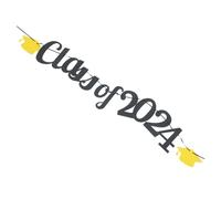 WEKADRIN Bannière de Remise de Diplôme Class Of Dorée et Noire Décoration Suspendue Réutilisable pour Fête de Graduation et Photo Souvenir