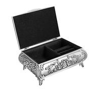 WEKADRIN Boîte à Bijoux Vintage Métal Zinc avec Fermeture Verrouillable Coffret Décoratif Rétro pour Anneaux Boucles Oreilles Organiseur Précieux pour Femmes et Filles