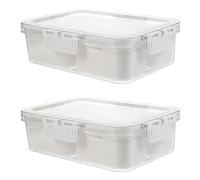 WEKADRIN Boîte à Épices Compartimentée 4 Cases Transparente avec Couvercle Hermétique Lot de 2 Boîtes à Apéritifs Portables pour Condiments Fruits Secs et Snacks Plateau de Service