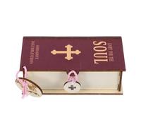 WEKADRIN Boîte en Bois Faite Main pour Cartes Bibliques Chrétiennes Coffret Décoratif Style Bible Ancienne avec Cartes de Prière Colorées Porte-Cartes de Versets Bibliques pour Soutien